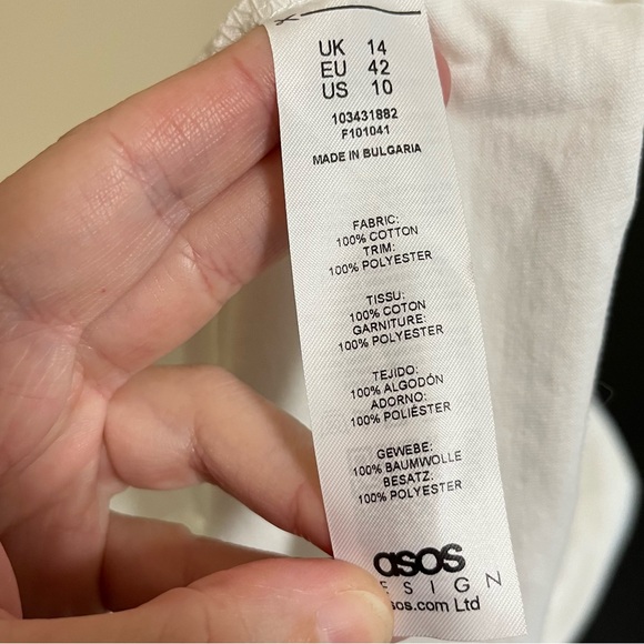 NWT ASOS Design V-Neck Midi Dress Crochet Detail - White - Picture 12 of 16